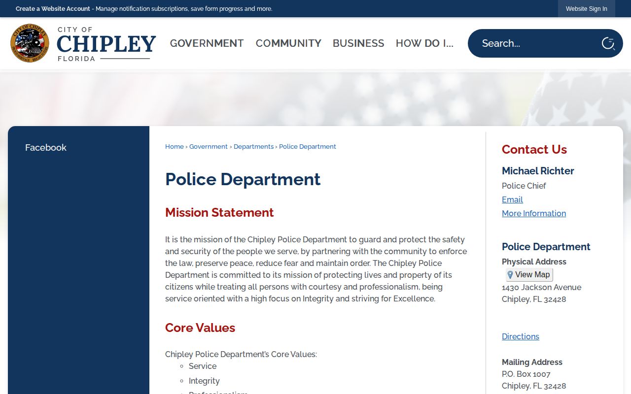 Chipley Police Department source for Chipley recent arrest records